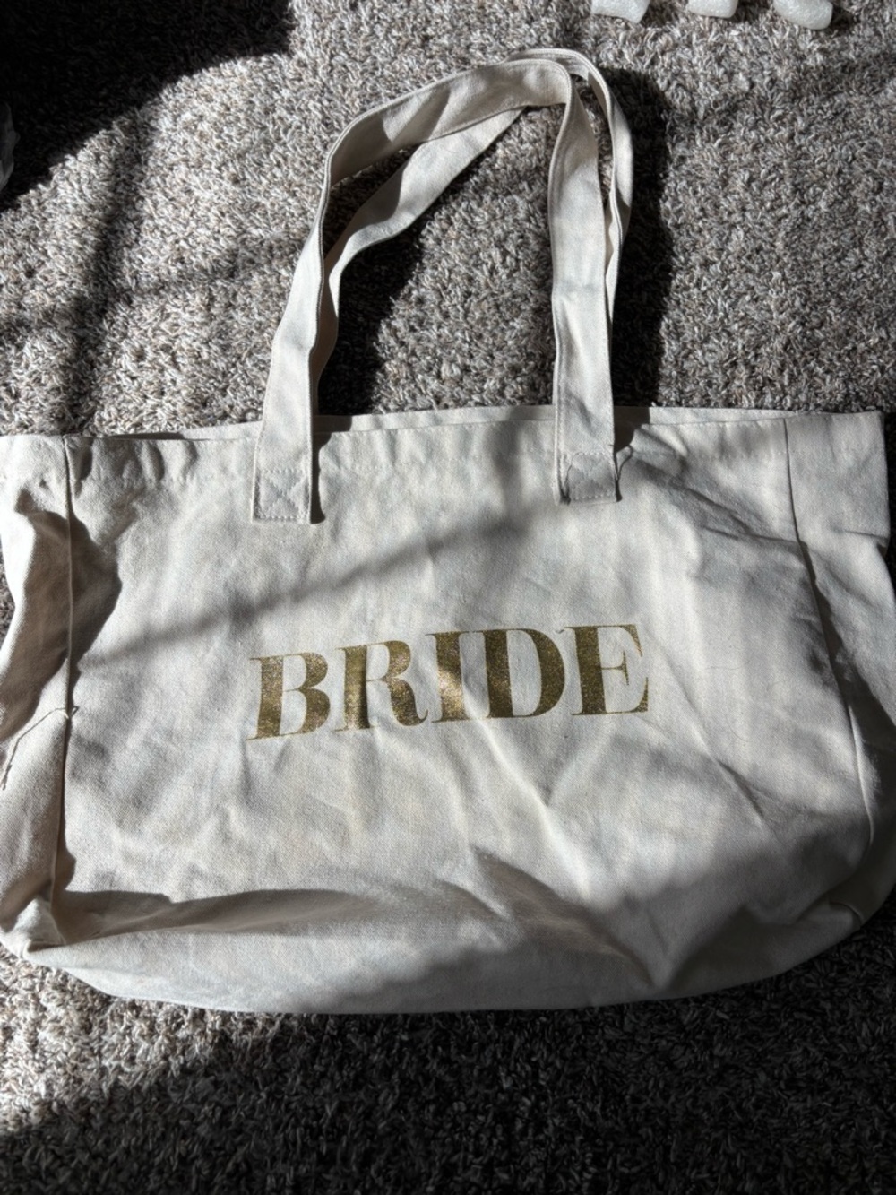 Bride Canvas Tote Bag with Gold Print